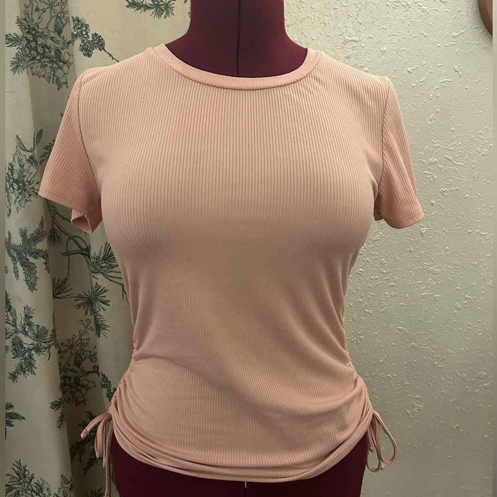 Pink Top with Adjustable Side Ruching